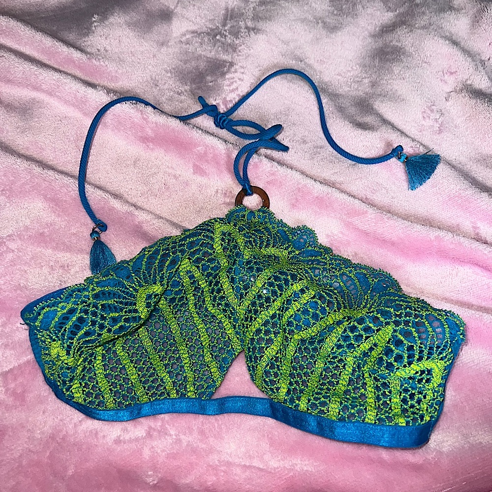 AUTHENTIC SAVAGEXFENTY BRALETTE X-SMALL BLUE AND GREEN